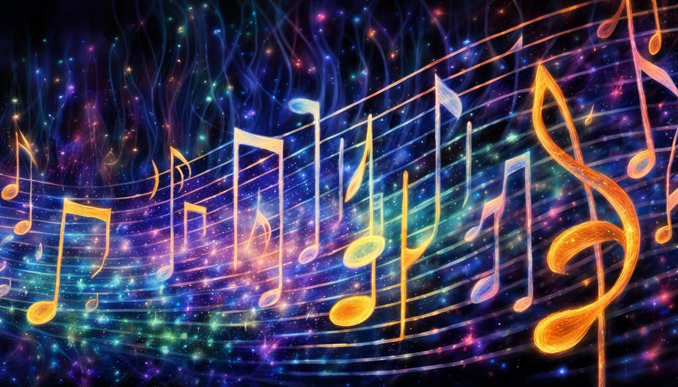 Luminous Music Notes in Impressionist Style