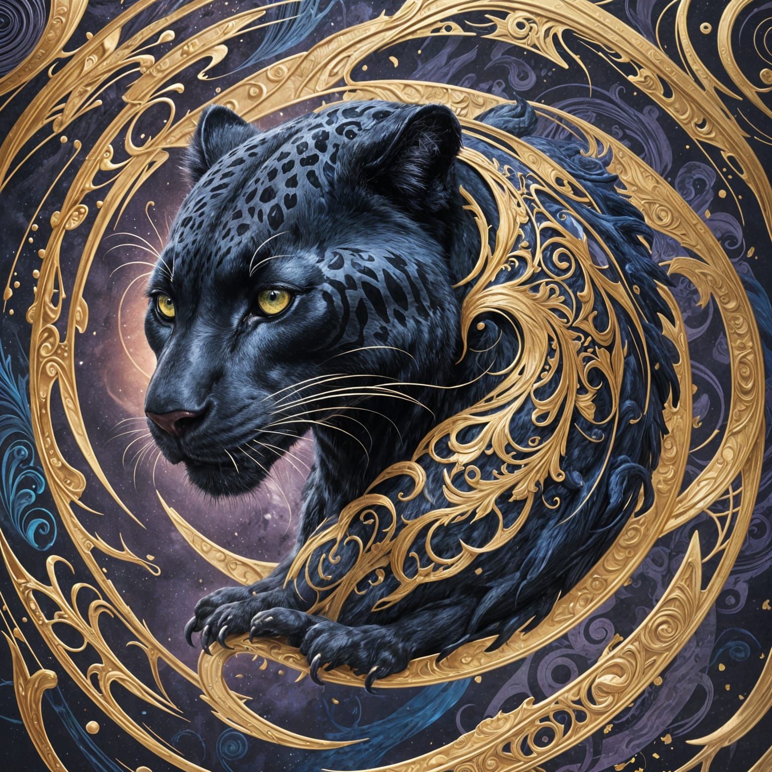 Yin and Yang Panther: Fantasy Concept Art