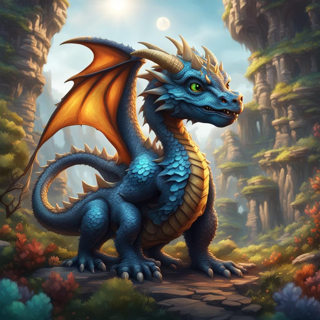 Charming Dragon Drawing in Detailed Digital Style