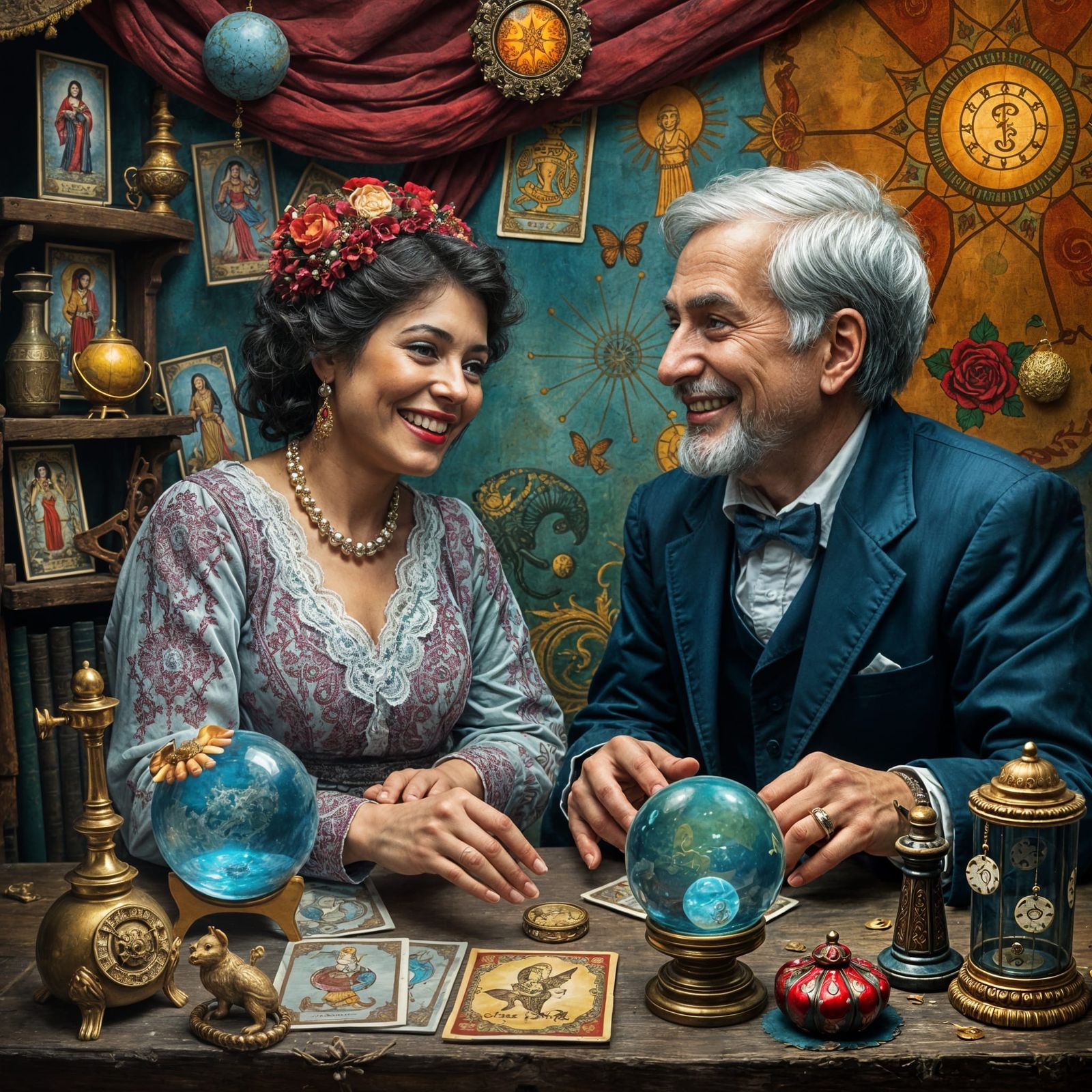 Mystical Fortune Teller in Colorful Painting Style