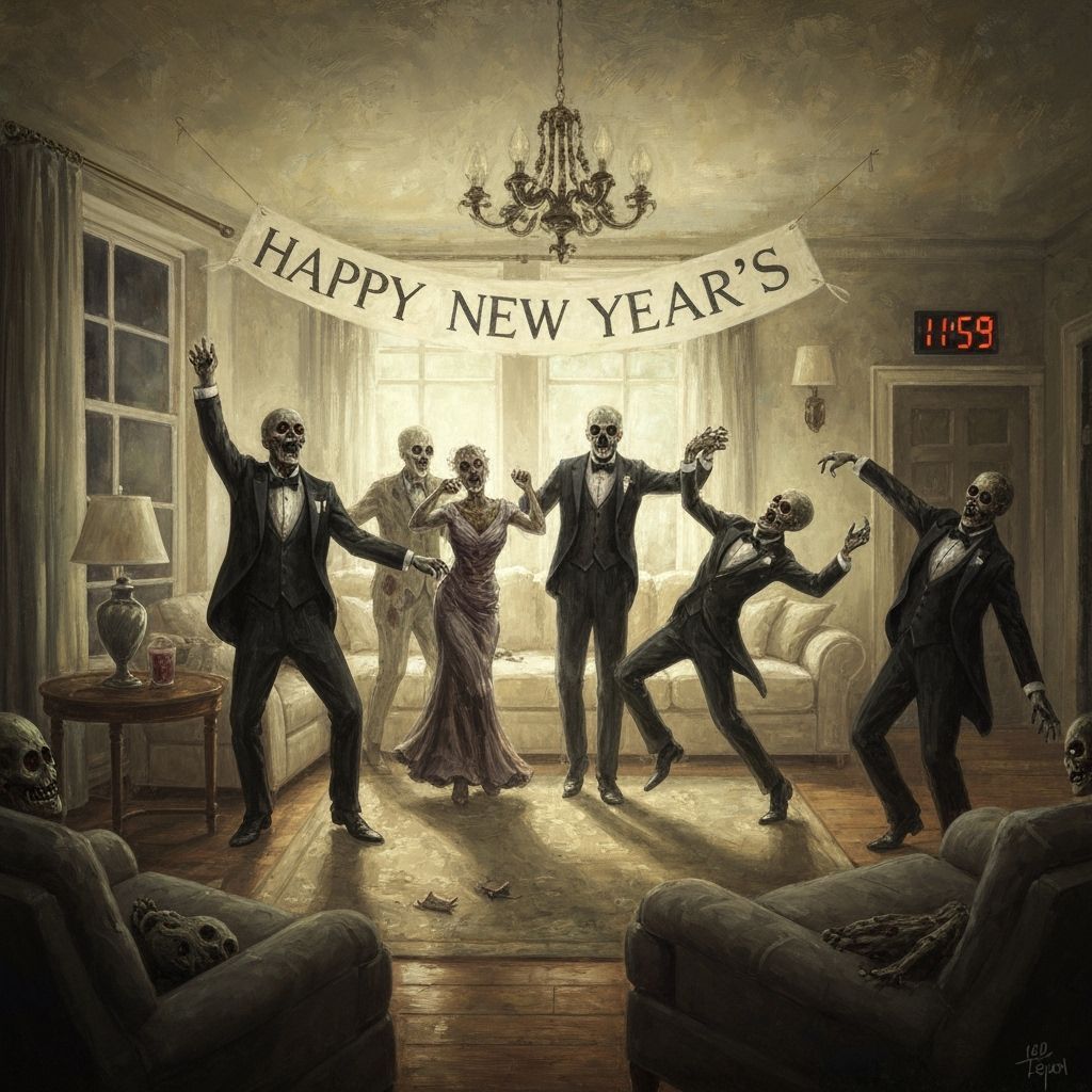 Goya-Inspired Oil Painting of Zombies and Ghosts at a Party