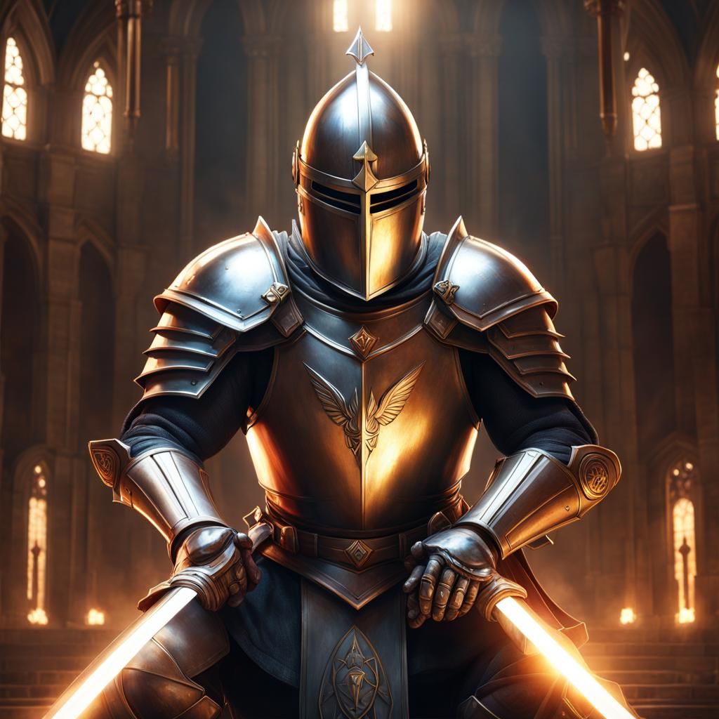 Templar Knight in Divine Light: Hyperdetailed Portrait