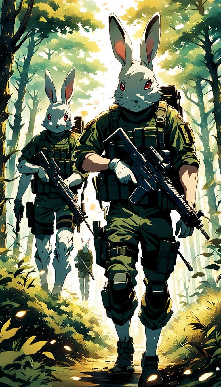 War Rabbits in Forest: Anime Key Visual