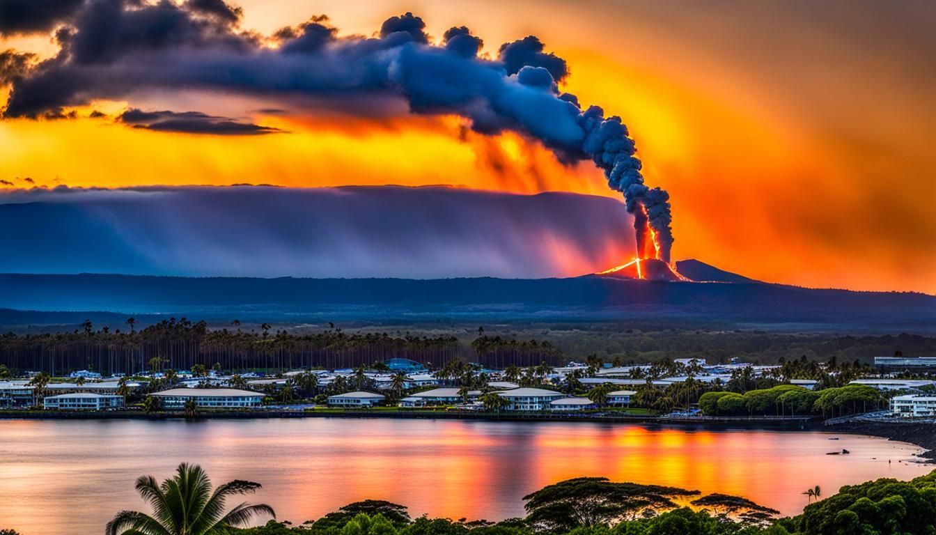 Kilauea Eruption at Sunset: Epic Volcanic Landscape