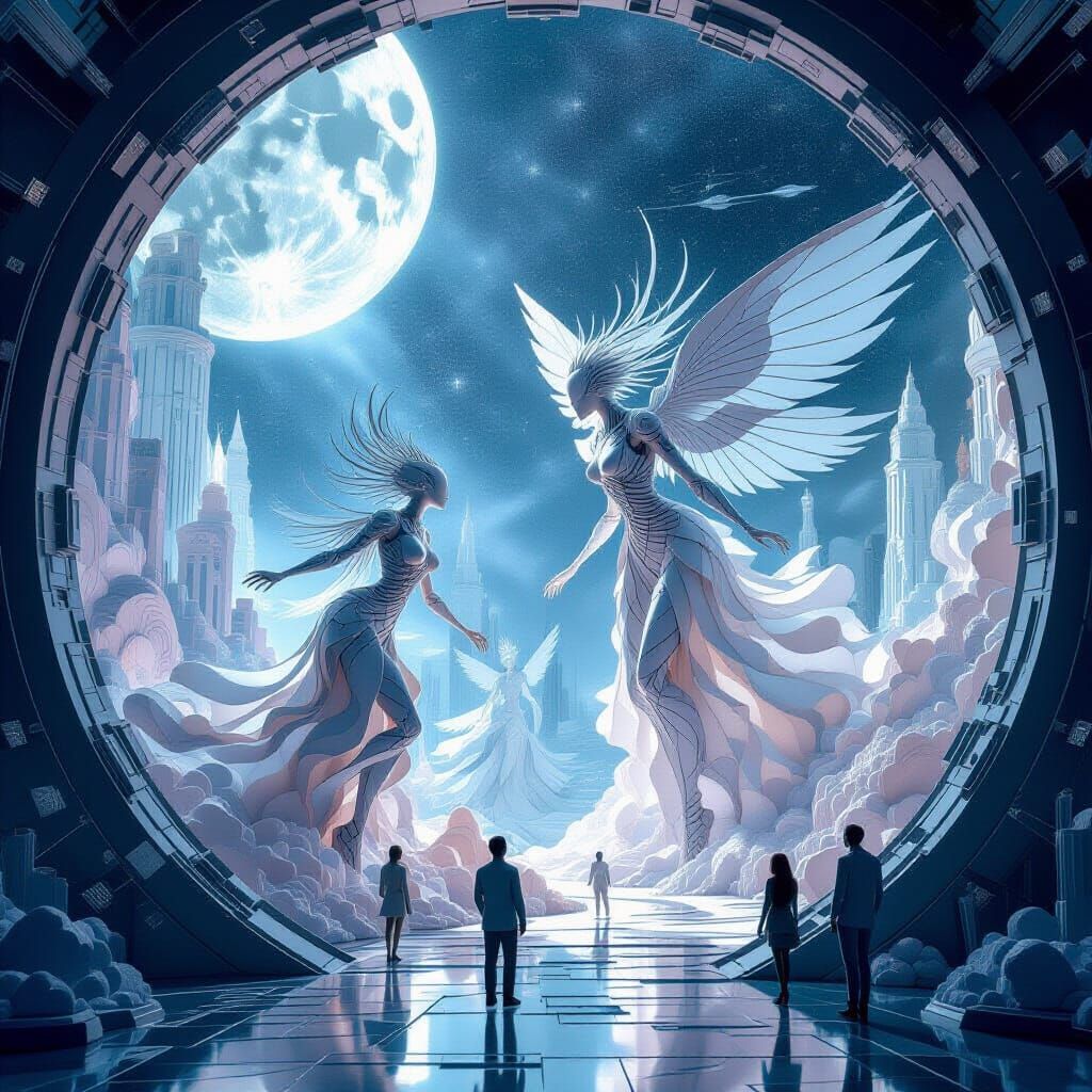 Ethereal Papercraft Beings Attack Space Base