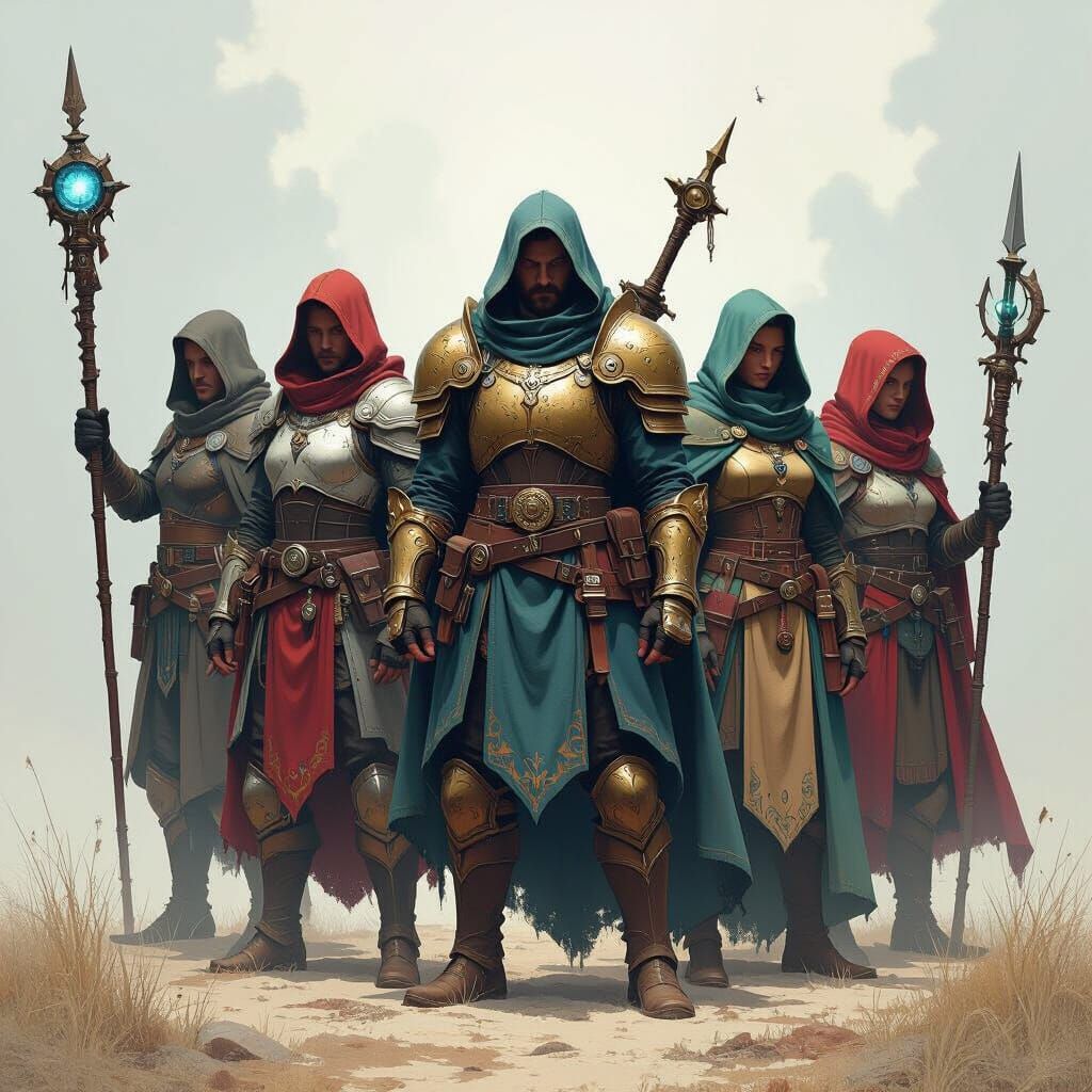 Heroic Adventurers in Detailed Armor, Fantasy Concept Art