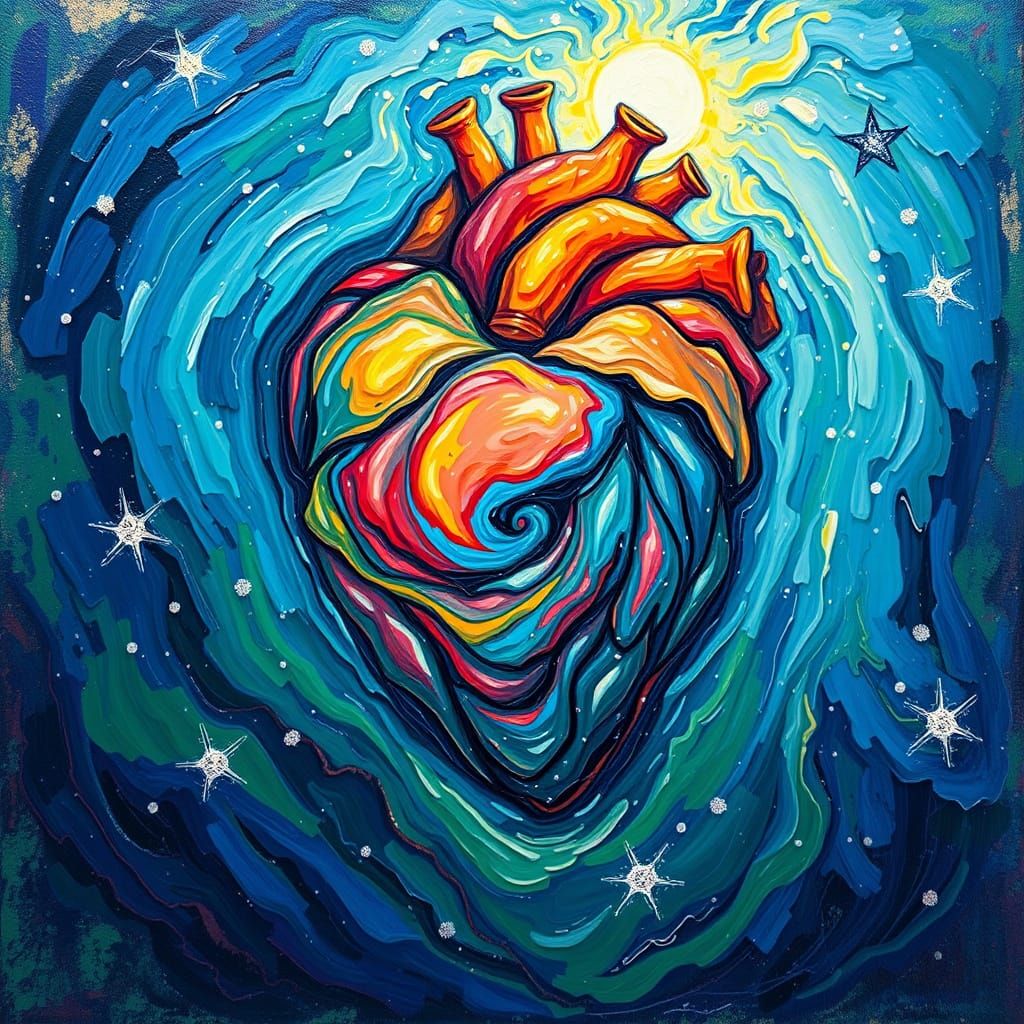 Selkie's Heart Jewel in Neo-Impressionist Style