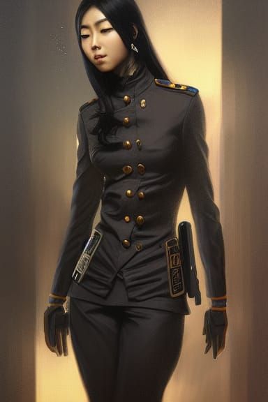 Hyperrealistic Chinese Policewoman Cosplay Portrait