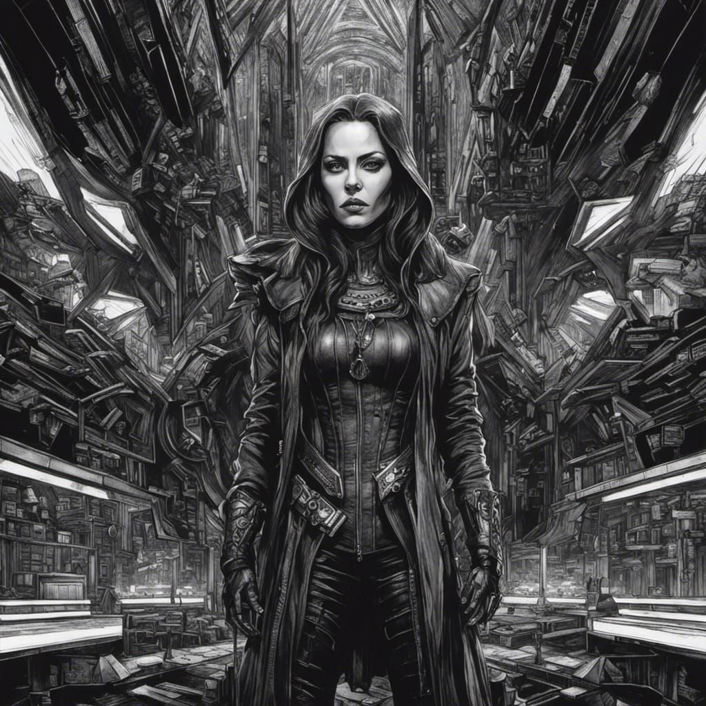 Cyberpunk Satan: Hyperdetailed Ink Drawing in Comic Art Styl...