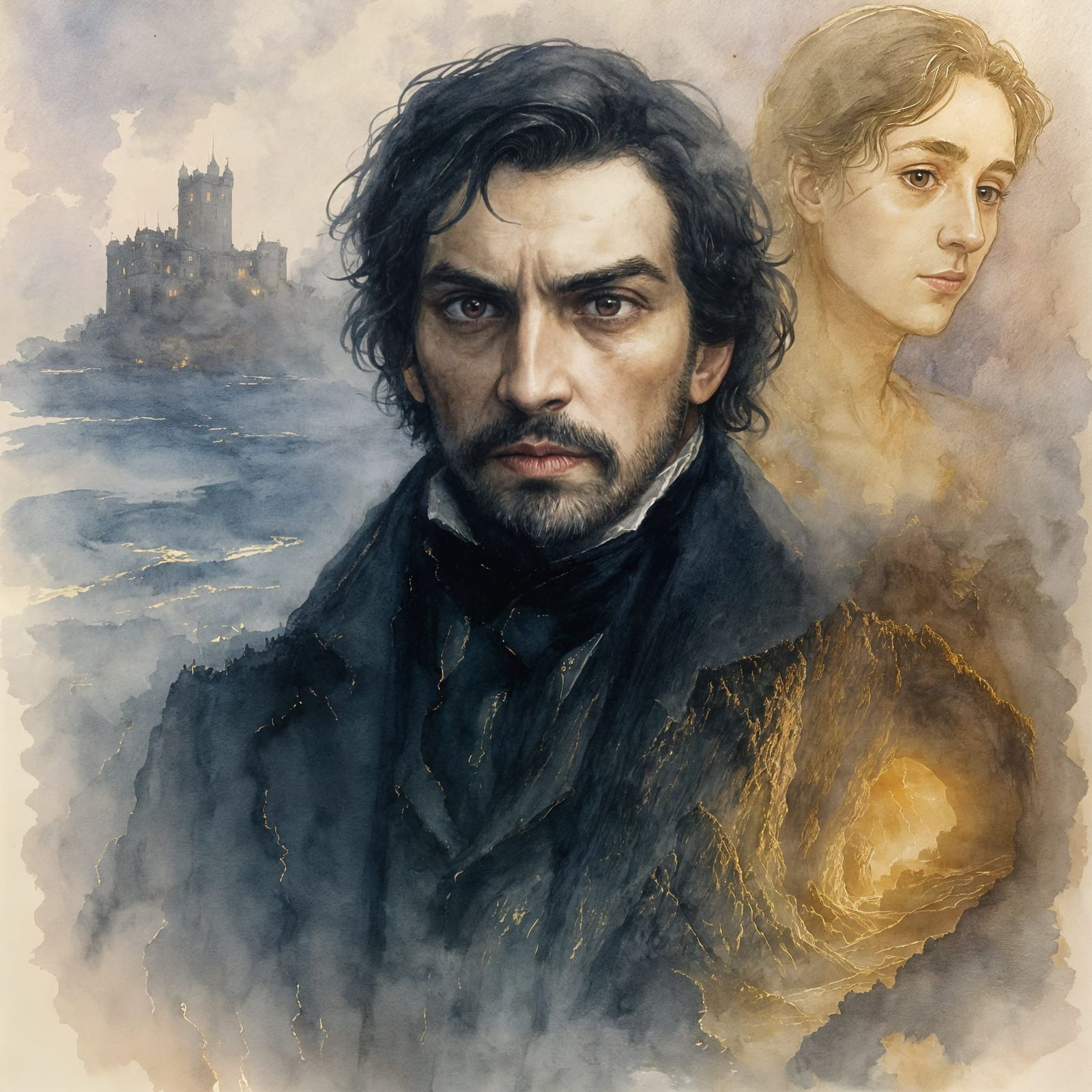 Count of Monte Cristo Watercolour Portrait