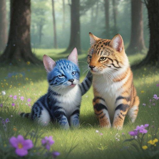 Whimsical Meadow Scene in Hyperrealistic Style