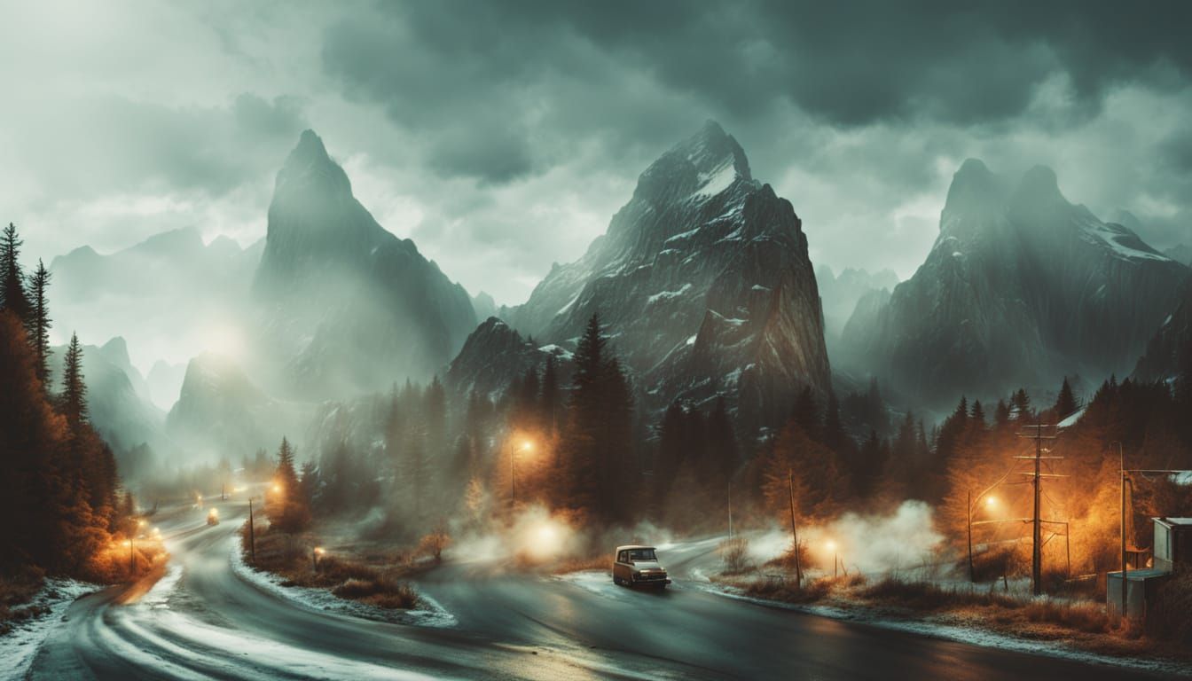 Rocky Mountain Road: Hyperdetailed Digital Art