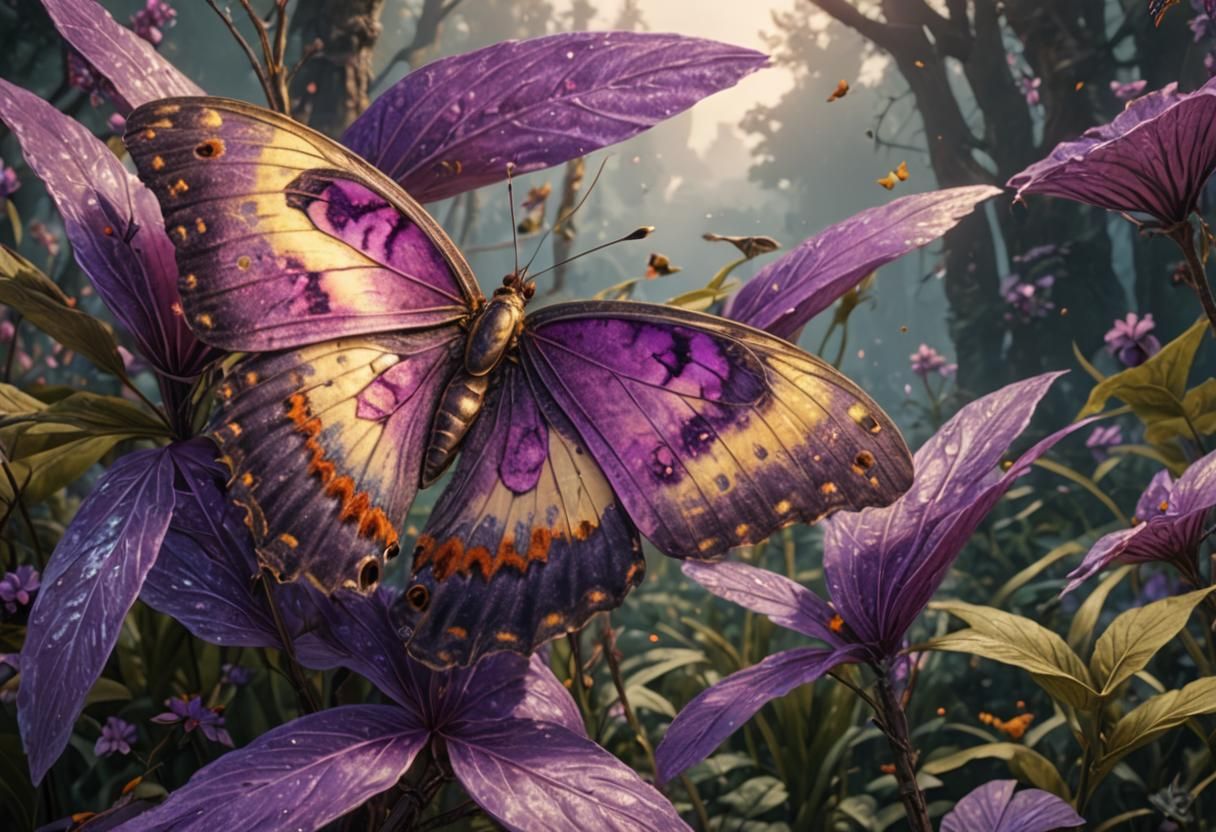 Fantastical Purple Butterfly Digital Rendering