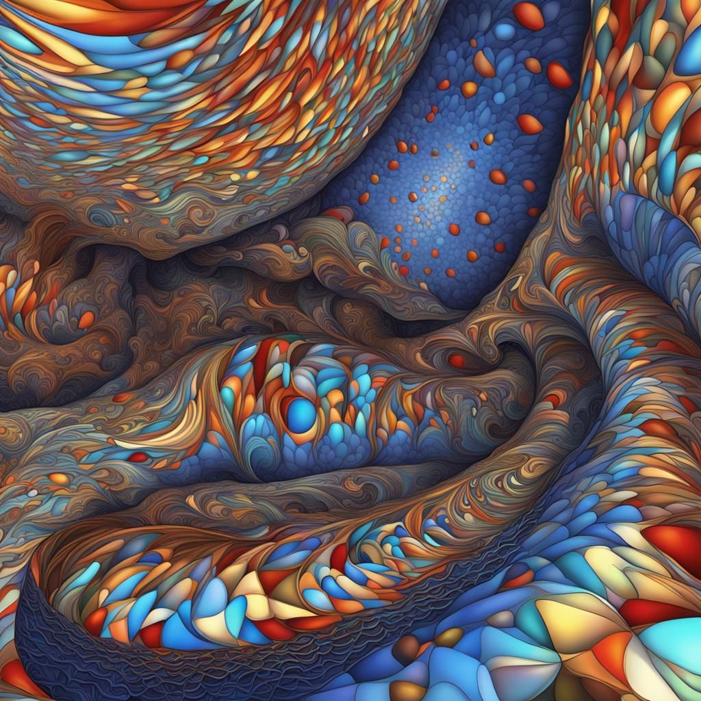 Abstract Fractal Design with Zentangle and 3D Shading