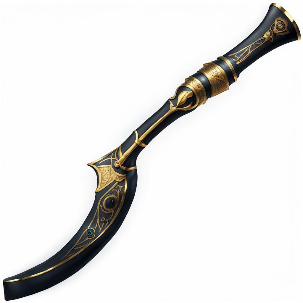 Gold and Black Egyptian Khopesh in Splash Art
