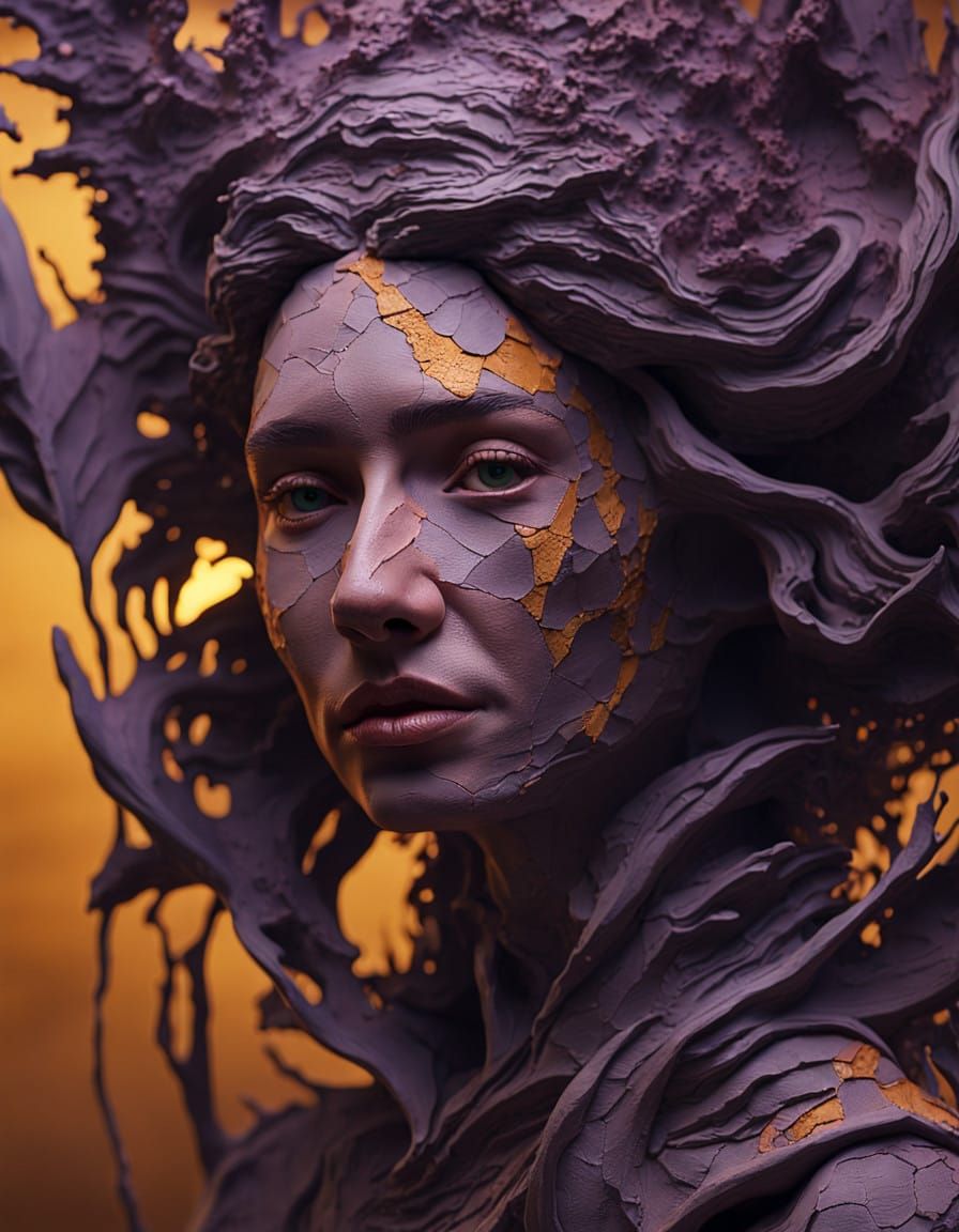 Hyperrealistic Clay Sculpture in Dark Fantasy Palette