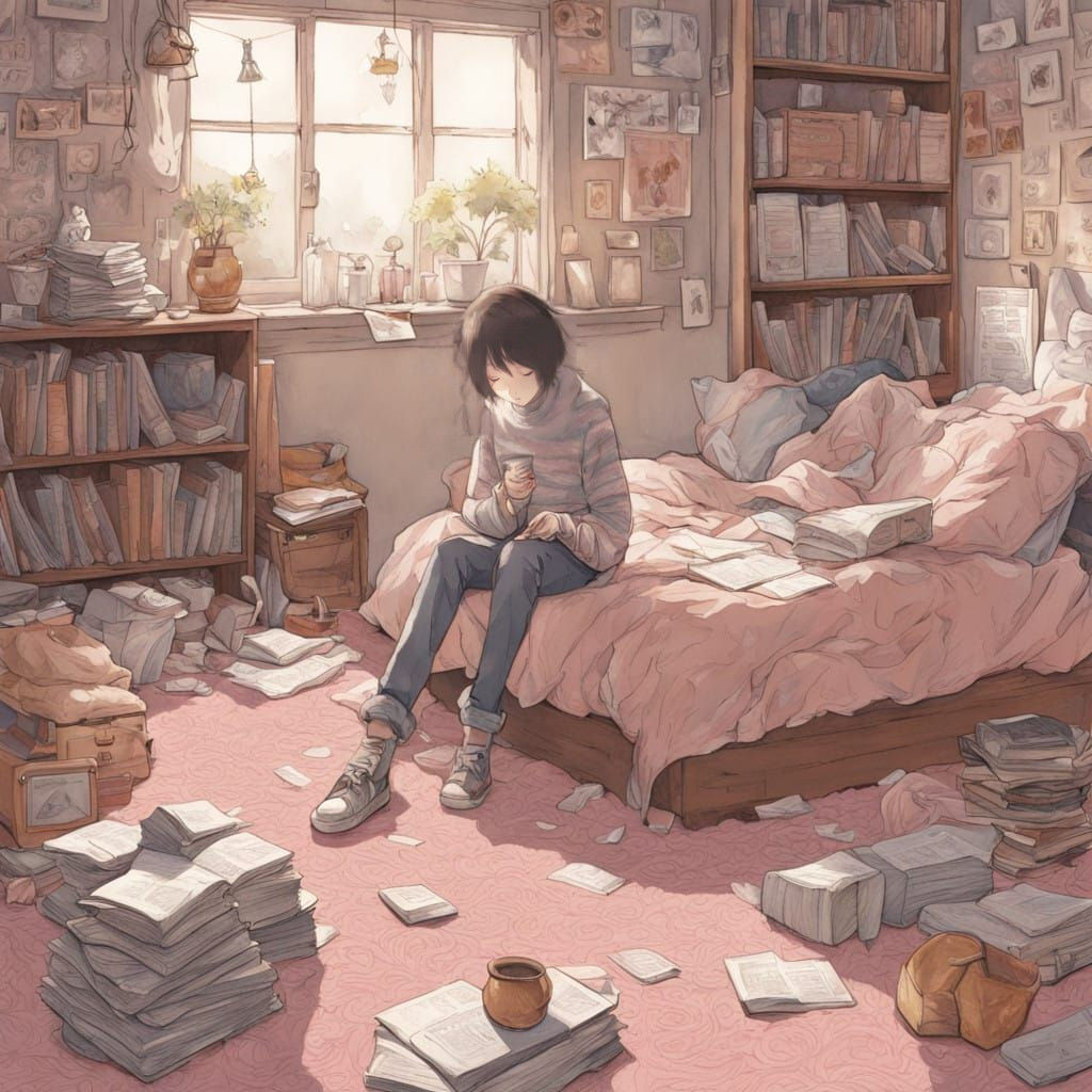 Surreal Anime Scene of a Daydreaming Girlfriend