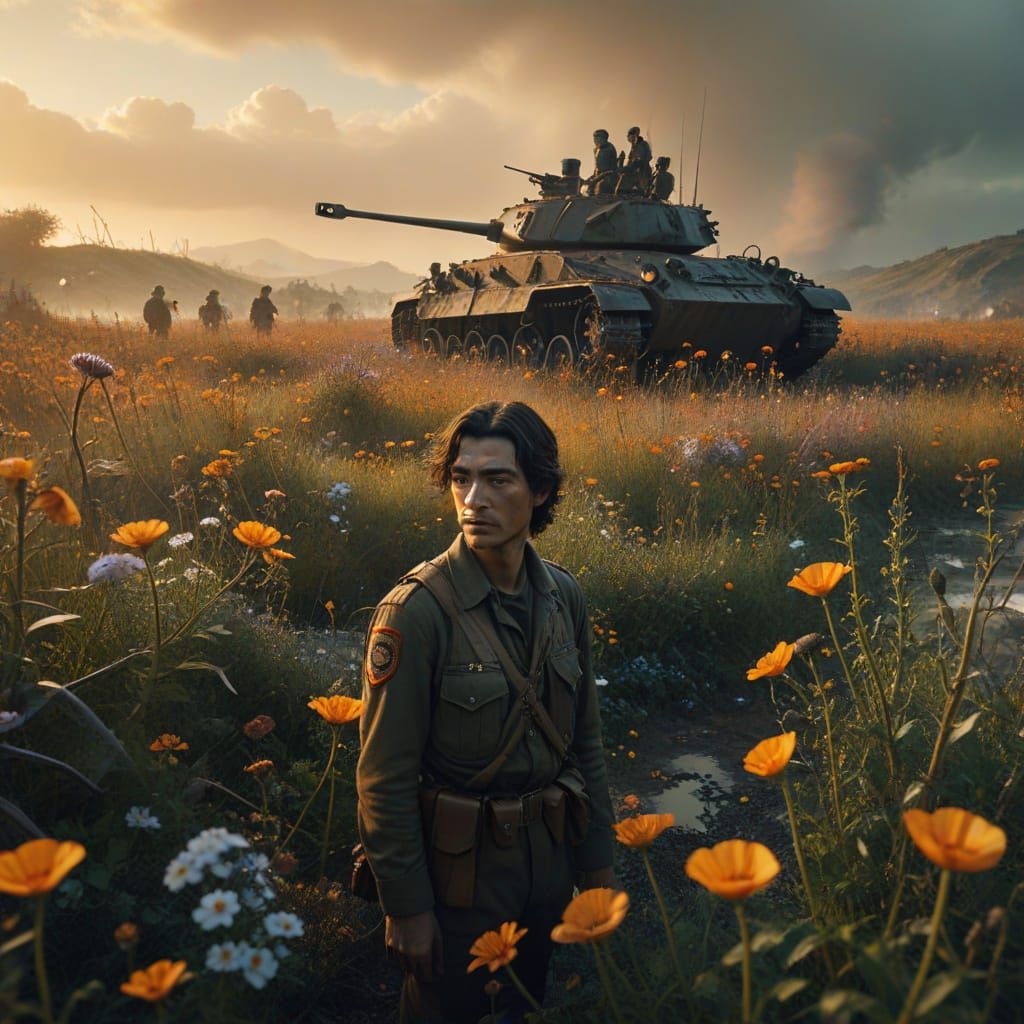 Surreal Peace Blooms in a Field of Hope