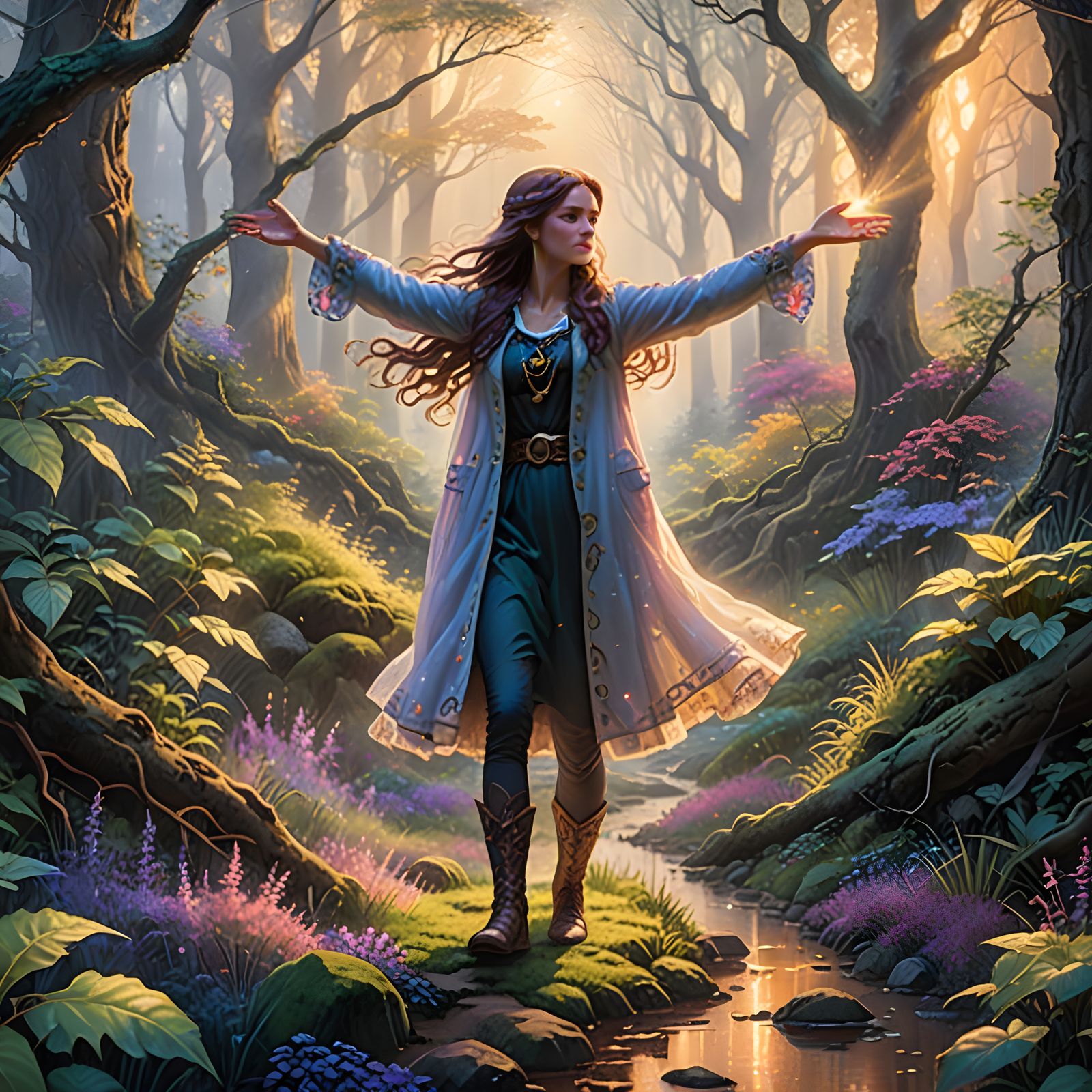 Ethereal Fantasy Scene in Whimsical Style