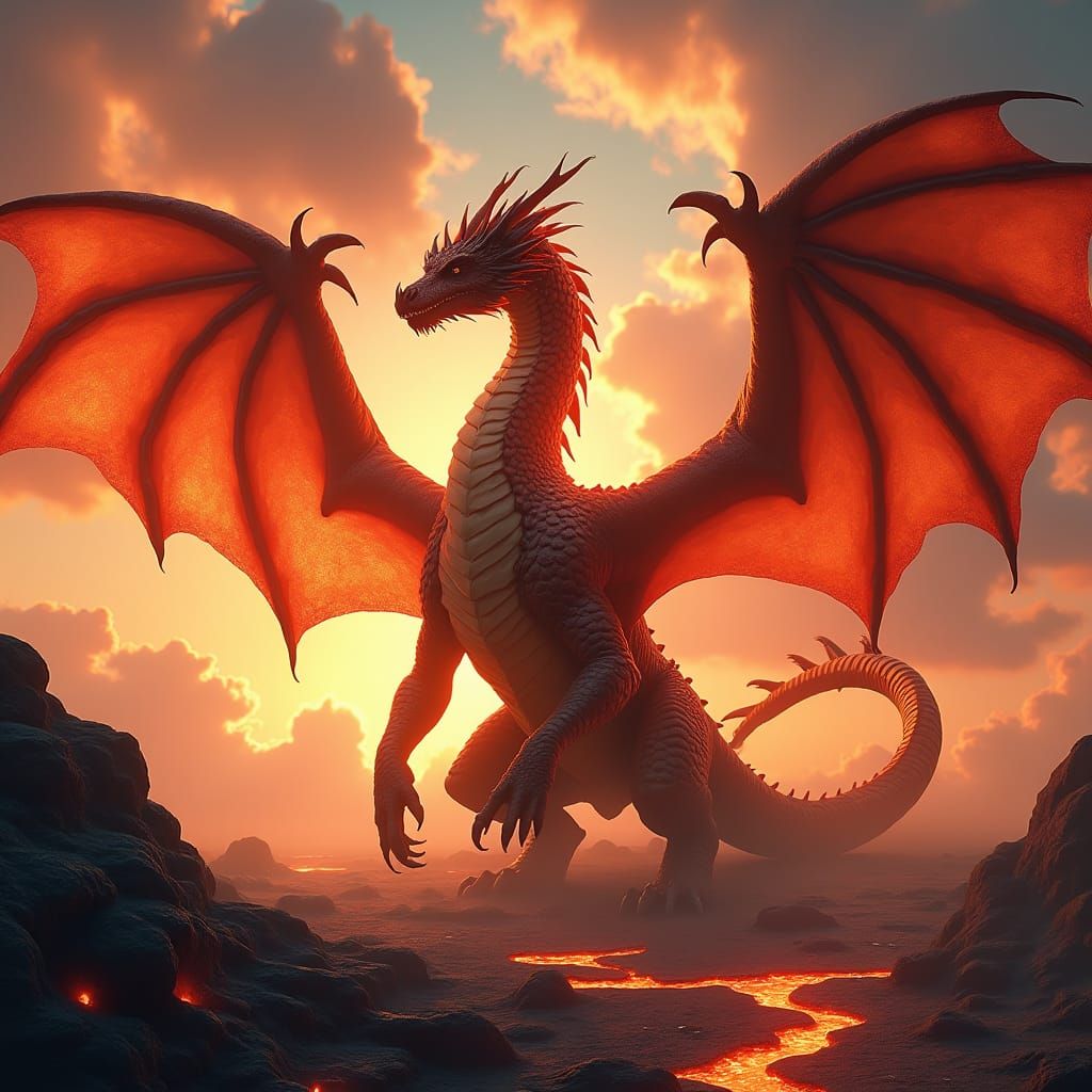 Dragon God Hybrid in a Matte Painting Style