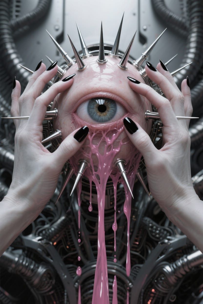 Unsettling Hyperrealistic Eyes Gripped by Spikes, Biomechani...