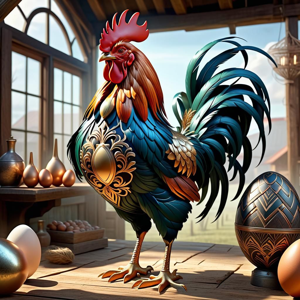 Rooster-Human Hybrid Battle: A 3D Render Illustration