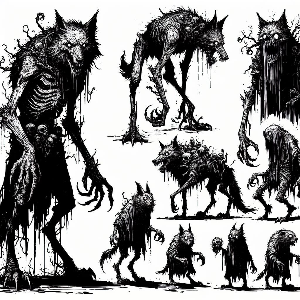 Decaying Werewolf Zombie in Gothic Horror Style