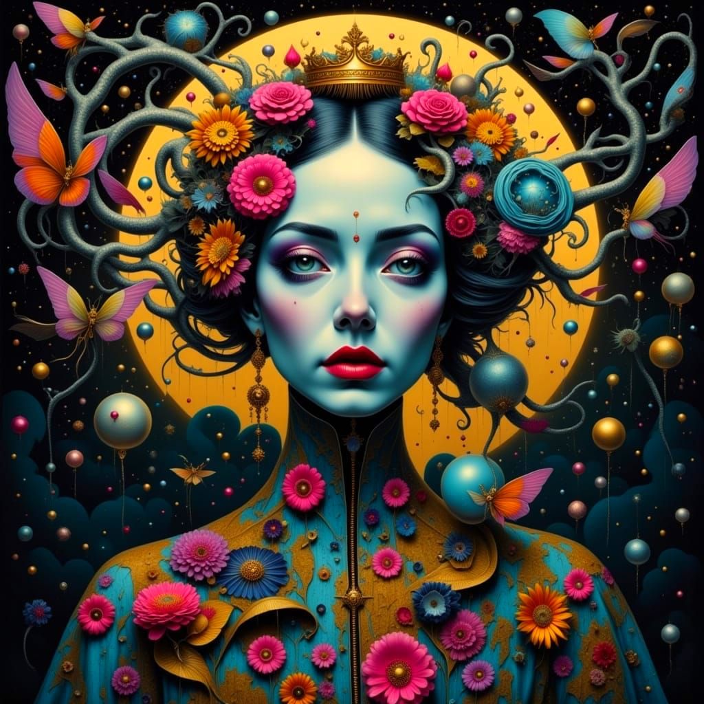 Cyberpunk Royal Figures in Neon Gothic Hyperrealism