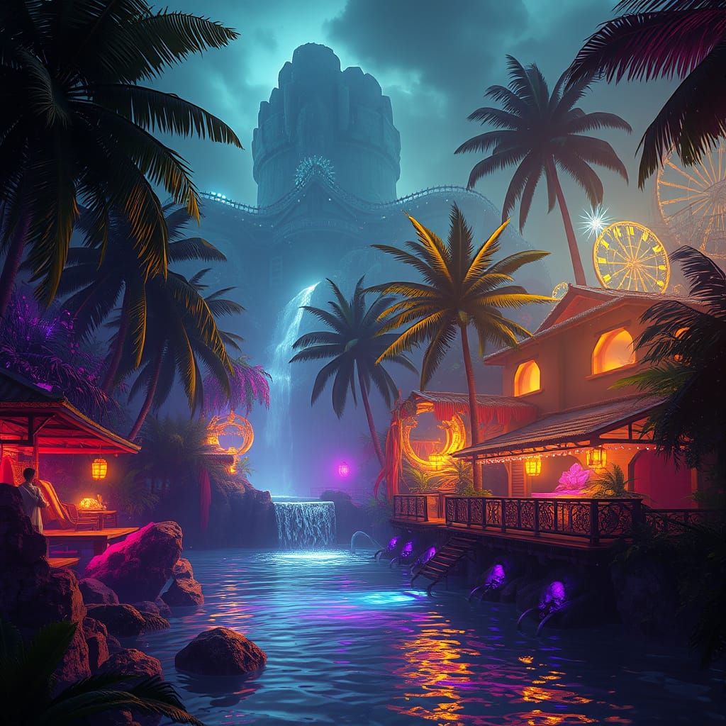 Dark Fantasy Tropical Paradise Concept Art