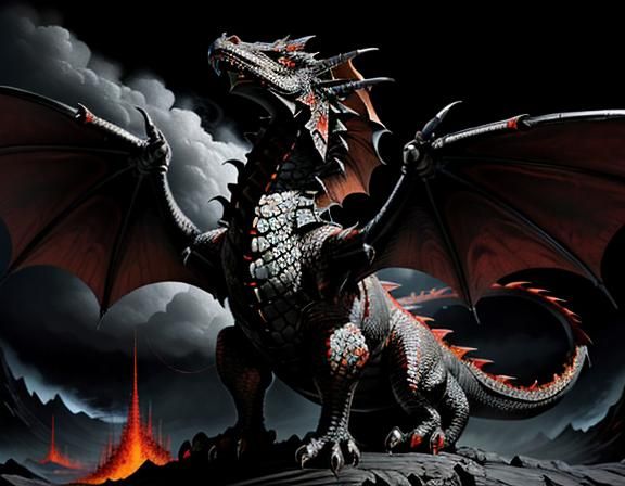 Fiery Dragon in Dynamic Fantasy Art Style