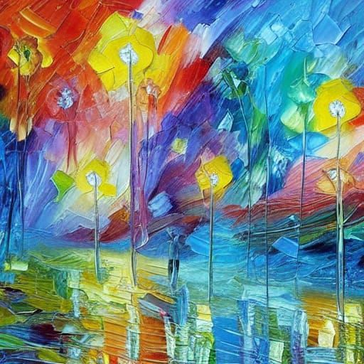 Aliens on the Runway in Neo-Impressionist Style