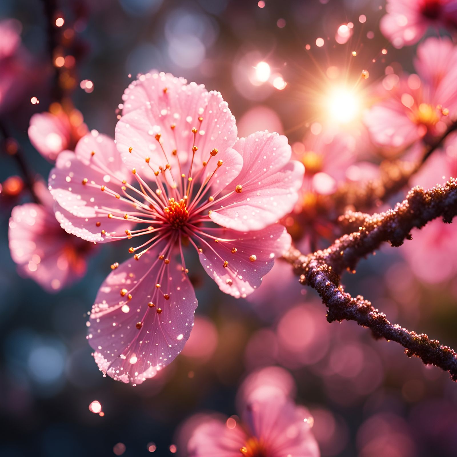 Sakura Flower Close-Up with Fantasy Effects
