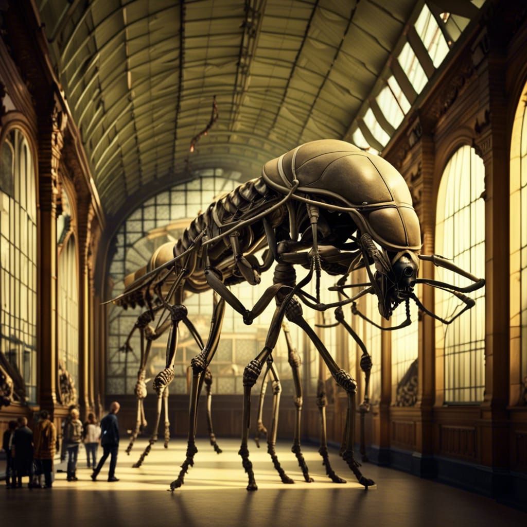 Museum Hall of Giant Insects and Alien Skeletons
