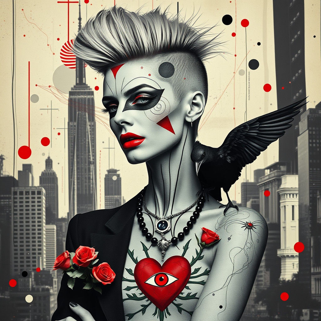 Punk Faith: Goth Figure with Sacred Heart