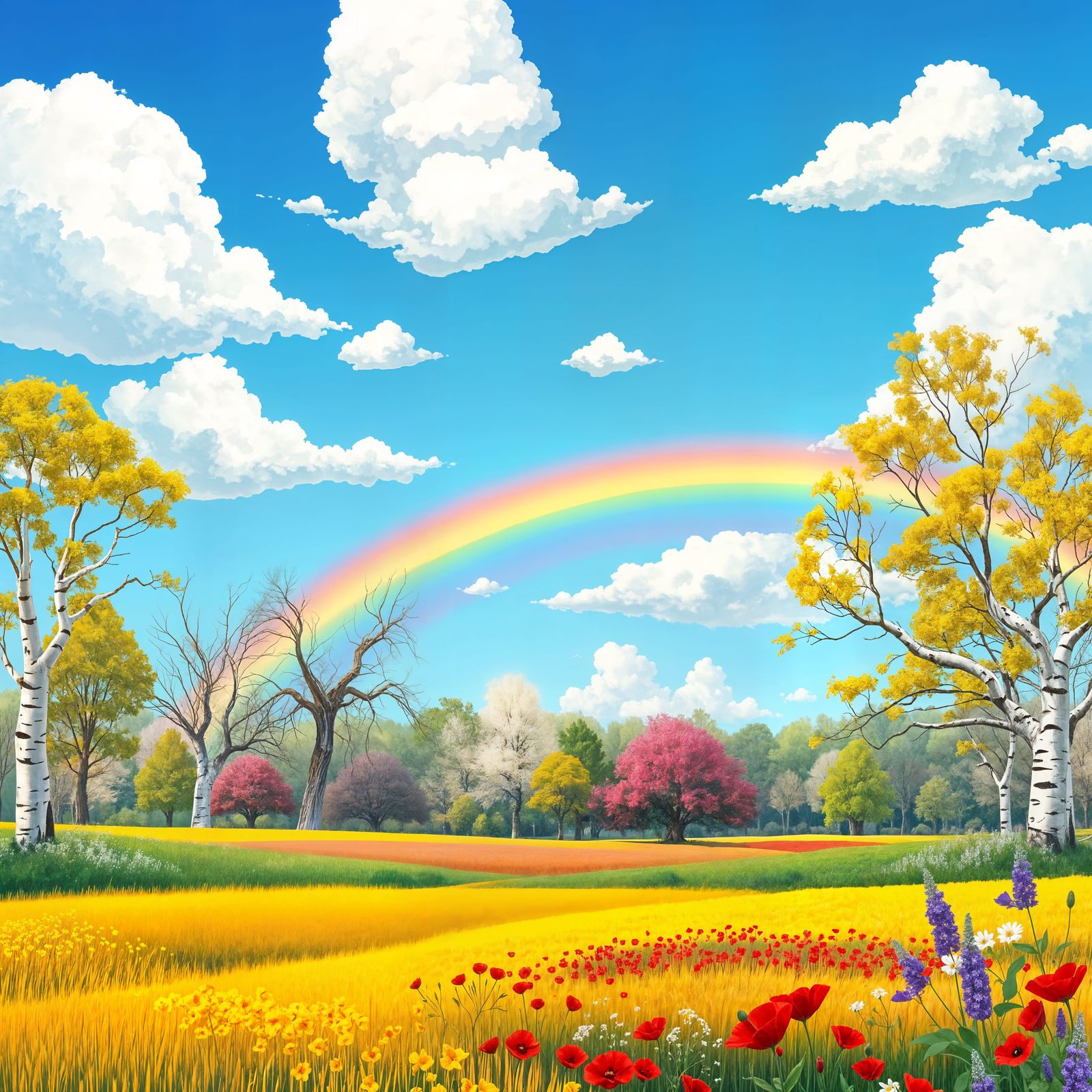 Vibrant Landscape in Whimsical Style