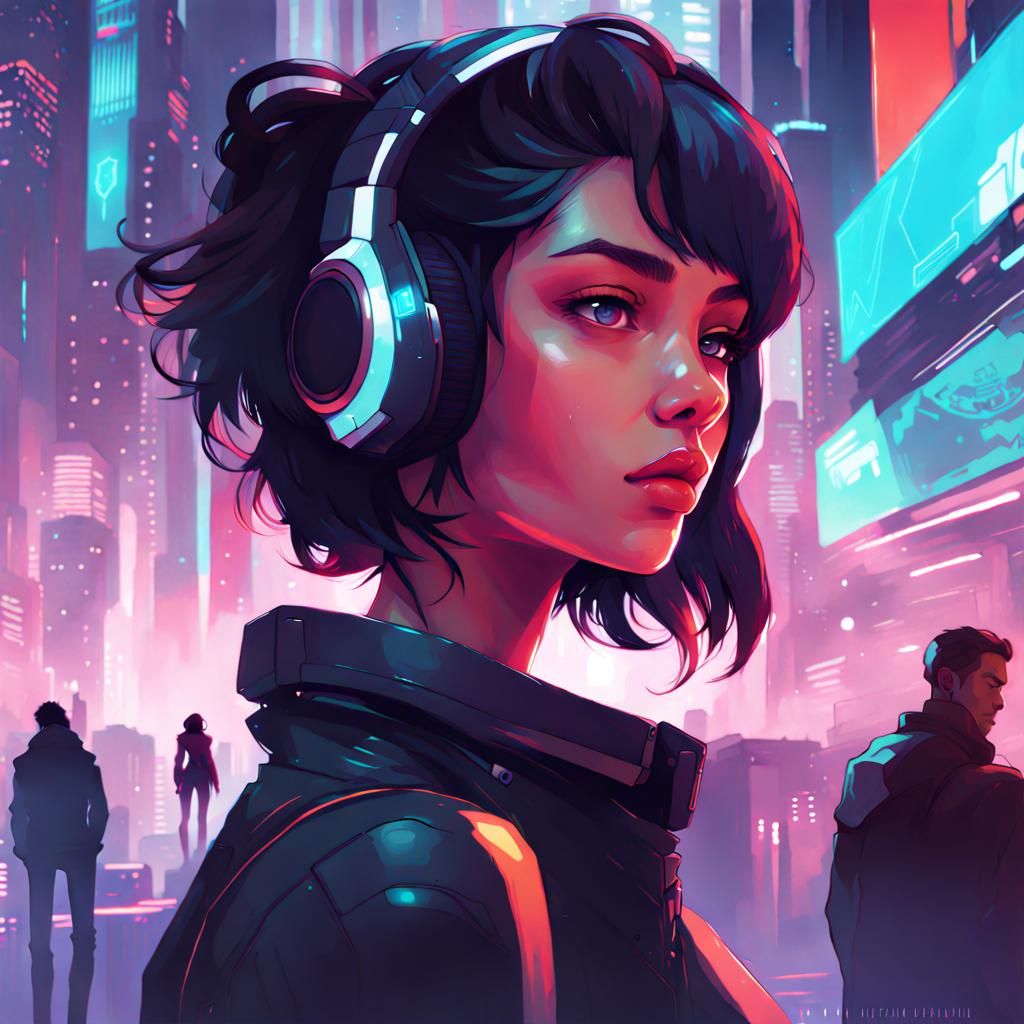 Cosmic Cyberpunk Digital Illustration for Video Game