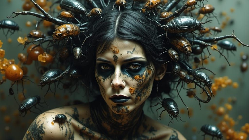 Killer Insects Attack: Hyperdetailed Art Nouveau Style