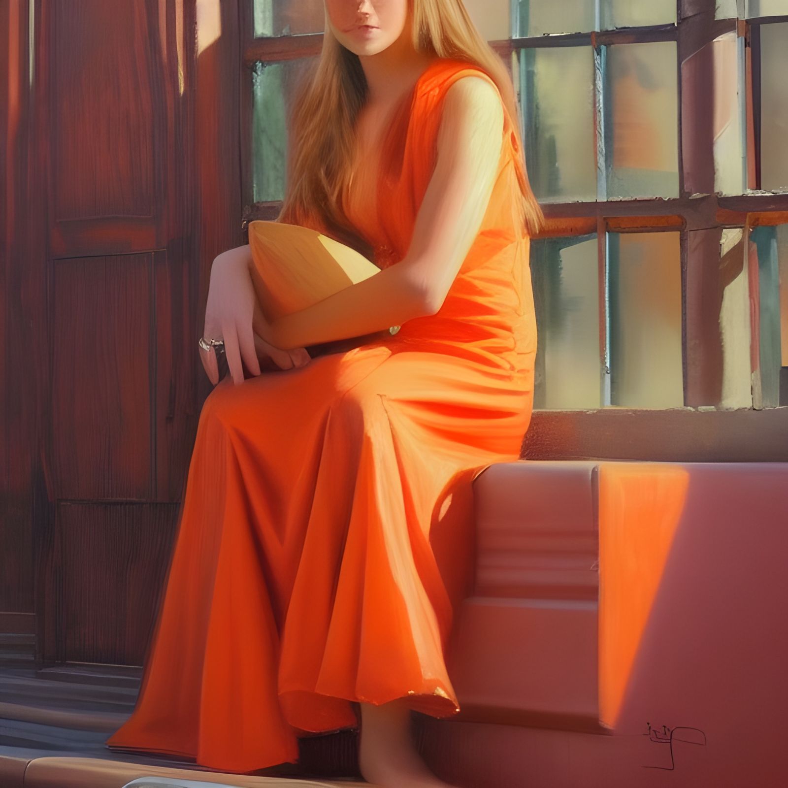 Orange Princess in Oil Painting Style