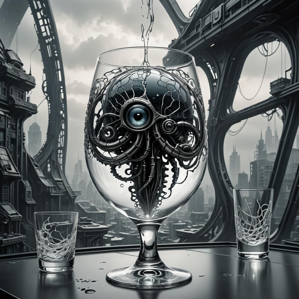 Cyberpunk Brain in Glass, Biomechanical Architecture