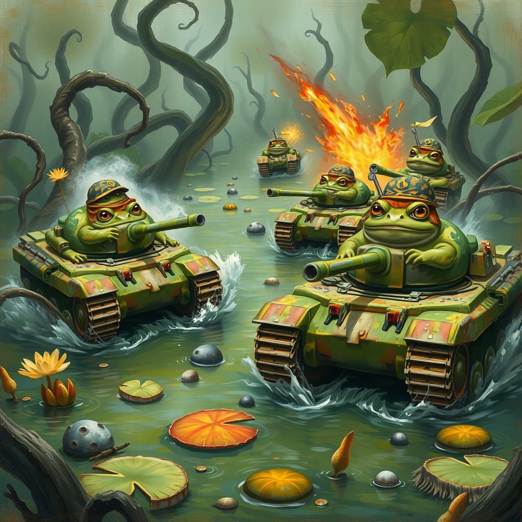 Toad Tank Warriors Engage Frog Armored Forces in a Pond Batt...