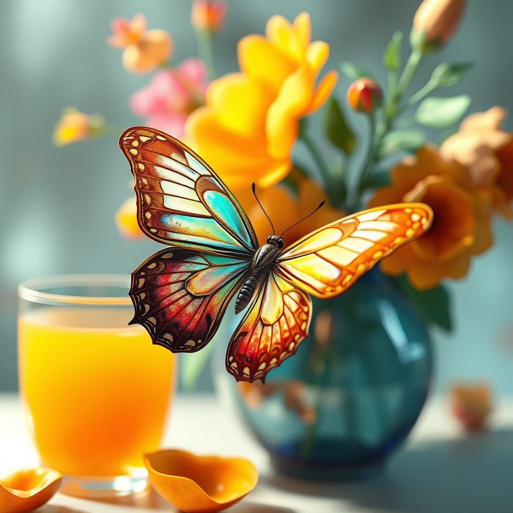 Confused Butterfly in Abstract Dreamlike Anime Art