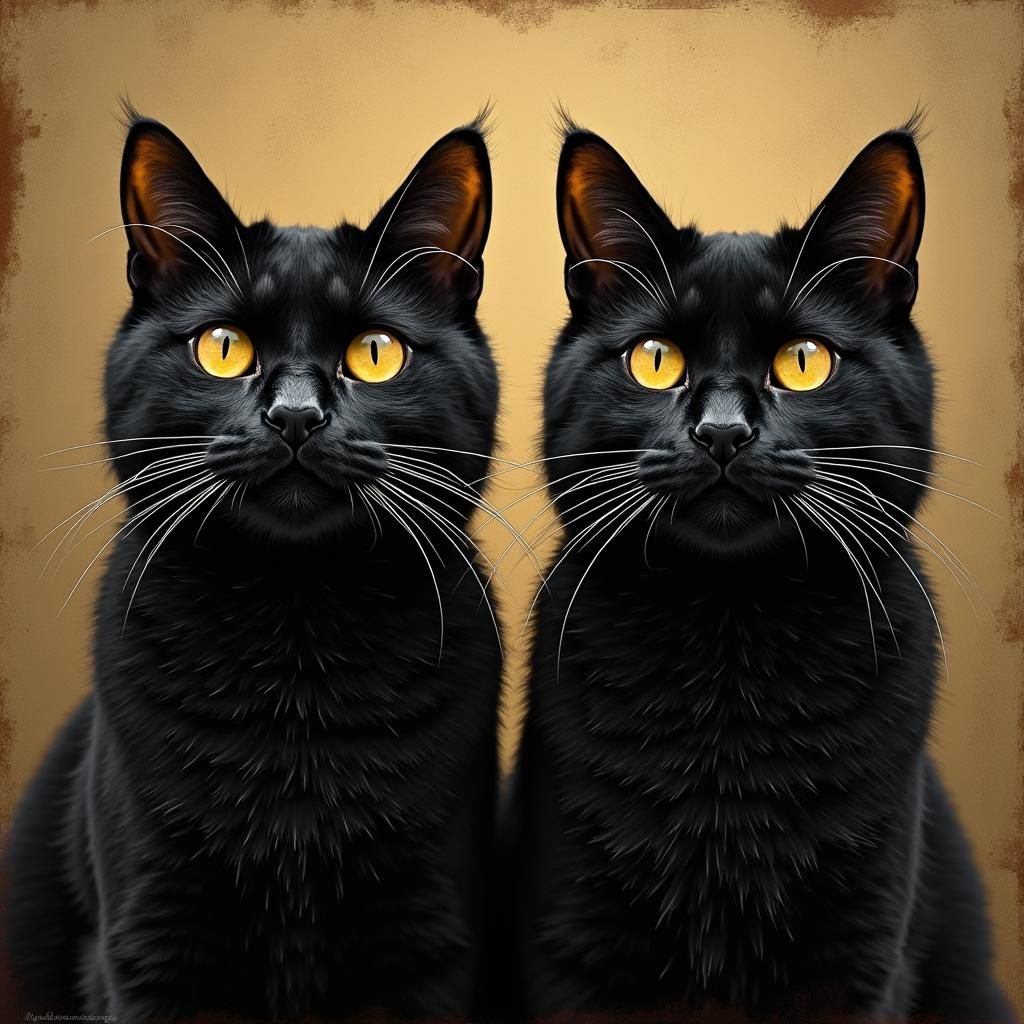 Glittery Black Cats in American Gothic Style