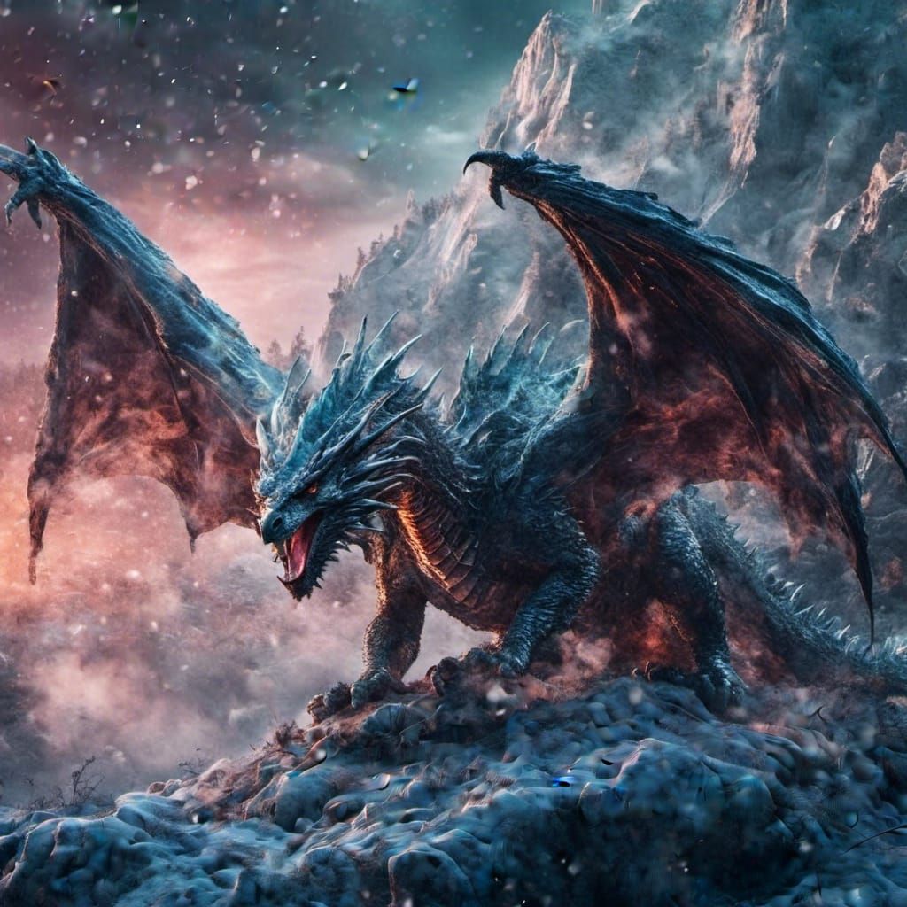 Ice Dragon Digital Matte Painting