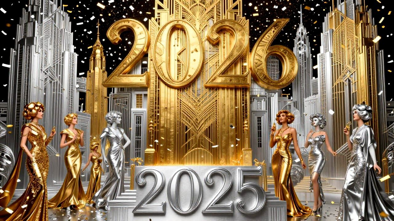 New Year's Eve Celebration in Art Deco Style