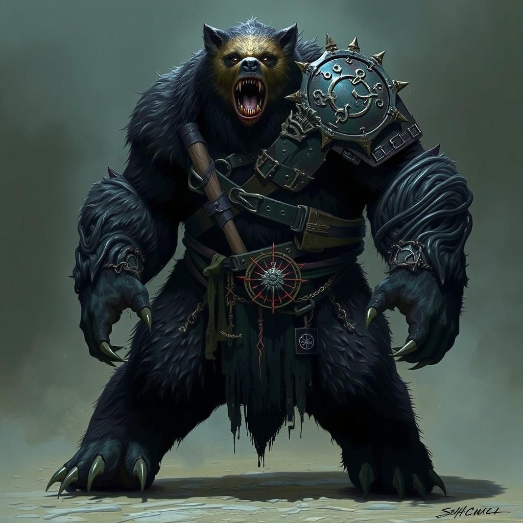 humanoid hyperdetailed" Bears have large bodies with shaggy hair. They have powerful, stocky legs that make them very fa...