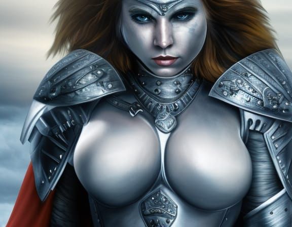 Fantasy Warrior Woman in Full Plate Armor