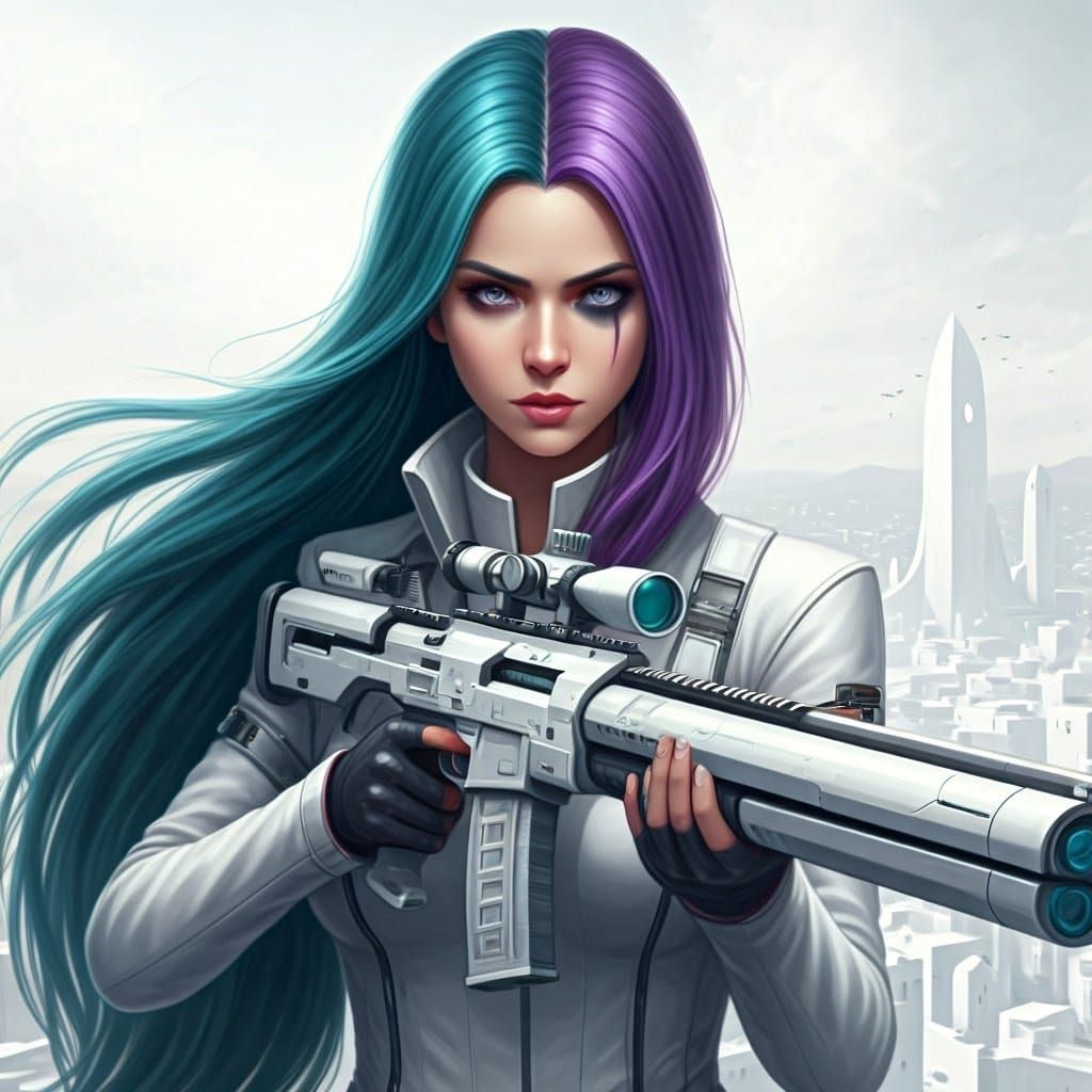 Futuristic Female Sniper in Stealth Outfit