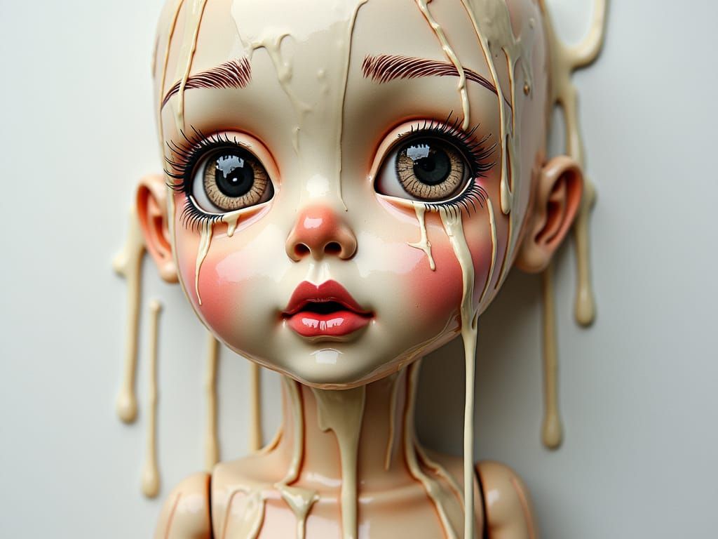 Inside-Out Photoillustration Driping Cartonería Doll