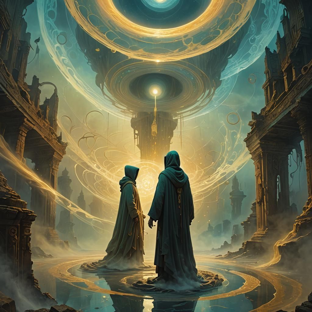 Ethereal Figure in Mystical Vortex, Surreal Concept Art