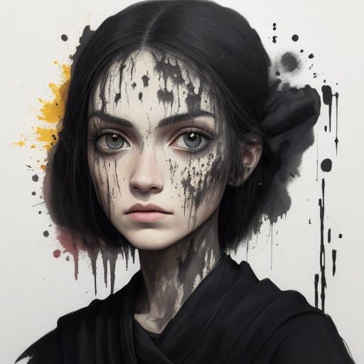 Abstract Expressionist Witch Portrait in Acrylic Paint